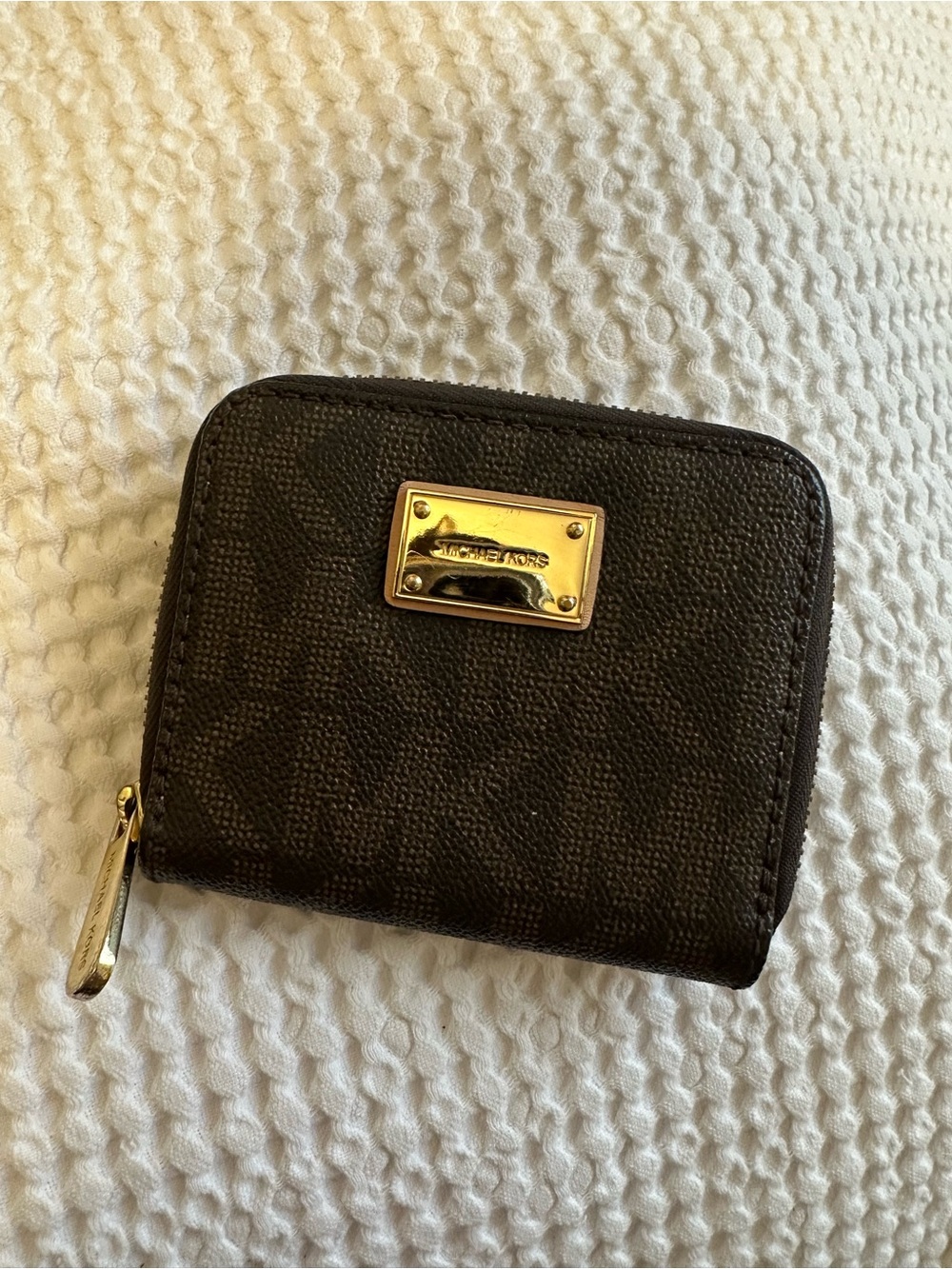 Michael Kors Brown Zip-Around Card Case Wallet
